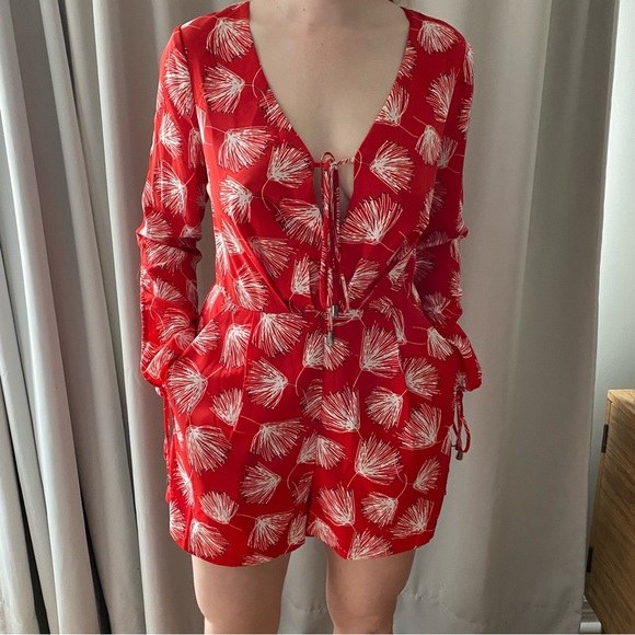 Red Floral Romper - Picture 2 of 6